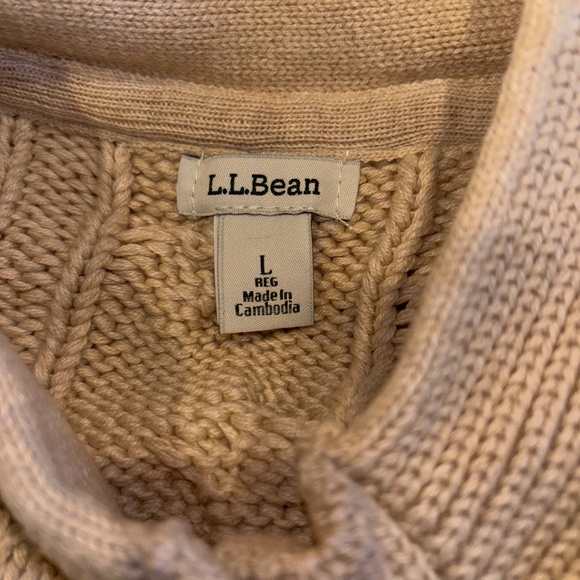 Women’s LL Bean Heavy Cotton Cable Cardigan Sweater Size Large - Picture 4 of 5